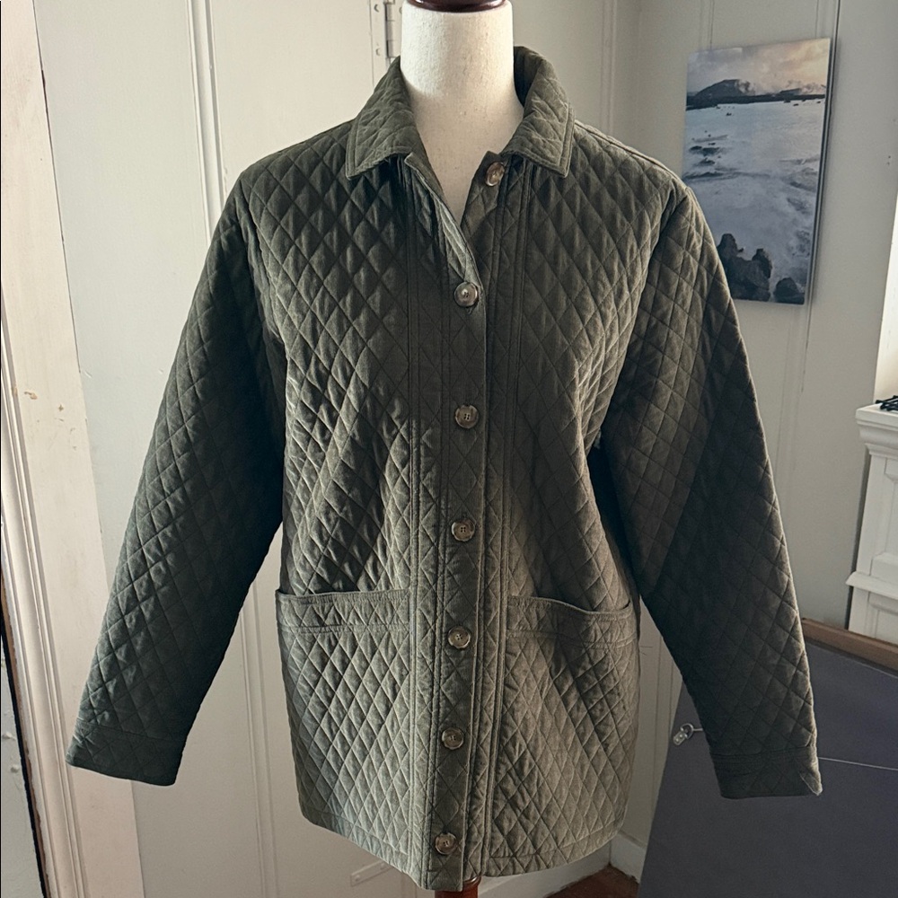 Sezane Will Jacket Quilted Utility Jacket in Olive